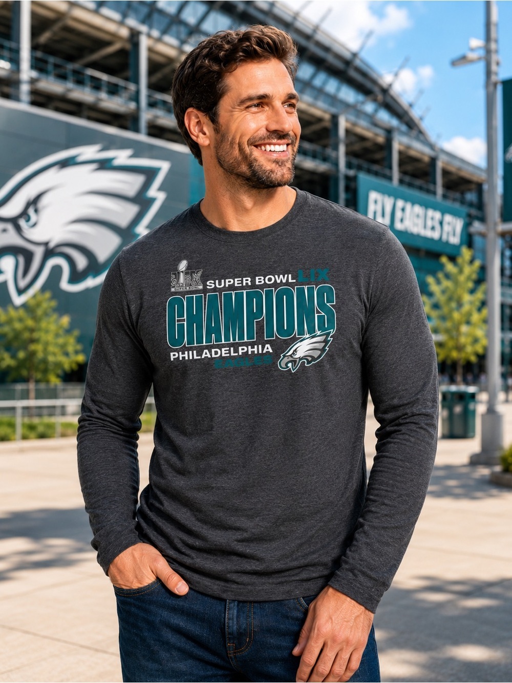 Fanatics Philadelphia Eagles Super Bowl LIX Champions Long Sleeve Shirt 3XL